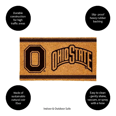 Evergreen Ohio State University Logo Turf Mat, Brown- 28 X 16 Inches Indoor Outdoor Doormat - Image 3