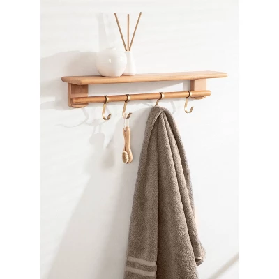 27" X 7" Alta Decorative Wall Shelf With Hooks Natural - Kate & Laurel All Things Decor - Image 5
