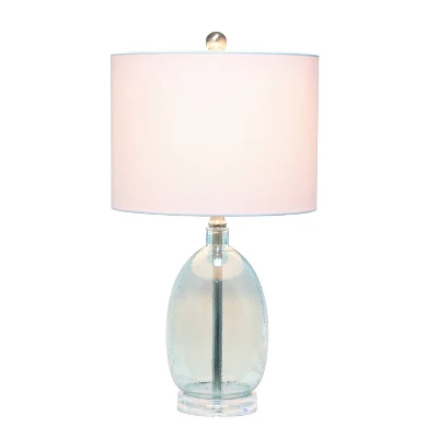 Glass Table Lamp With White Drum Shade Blue - Lalia Home
