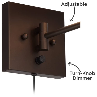 360 Lighting Lanett Modern Swing Arm Wall Lamps Set Of 2 Painted Bronze Plug-in Light Fixture Oatmeal Empire Shades For Bedroom Bedside Living Room - Image 3