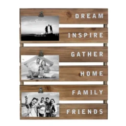 18" X 14" Inspirational Wood Clip Collage 4x6 Photo Frame Brown - Stonebriar Collection