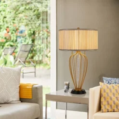 30" Metal Laval Table Lamp Antique Brass/Black - Cal Lighting