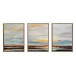 (Set Of 3) 18" X 24" Sylvie Carolina Sunset Framed Canvas By Mary Sparrow Gold - Kate & Laurel All Things Decor