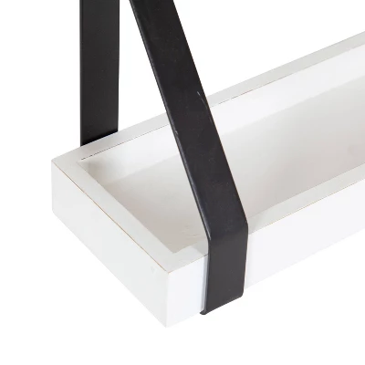 (Set Of 2) 5" X 10" Sudbury Wood And Metal Wall Shelf Set White/Black - Kate & Laurel All Things Decor - Image 3