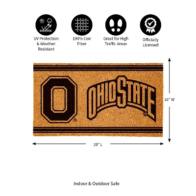 Evergreen Ohio State University Logo Turf Mat, Brown- 28 X 16 Inches Indoor Outdoor Doormat - Image 2