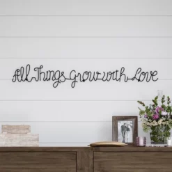 Metal Cutout-All Things Grow With Love Cursive Sign-3D Word Art Home Accent Decor-Perfect For Modern Rustic Or Vintage Style By Hastings Home