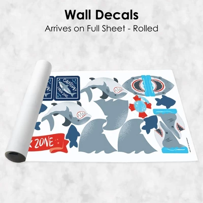 Big Dot Of Happiness Shark Zone - Peel And Stick Kids Room Vinyl Wall Art Stickers - Wall Decals - Set Of 20 - Image 4