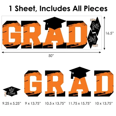 Big Dot Of Happiness Orange Graduation Party Decor - Vinyl Wall Decals - Grad - Image 5