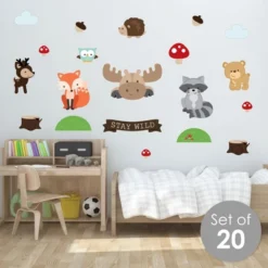 Big Dot Of Happiness Woodland Creatures - Peel And Stick Nursery And Kids Room Vinyl Wall Art Stickers - Wall Decals - Set Of 20