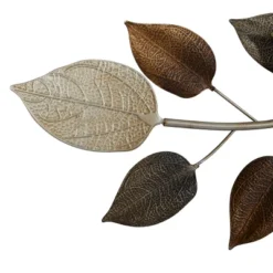 Metal Leaf Long Textured Wall Decor With Multiple Shades Bronze - Olivia & May