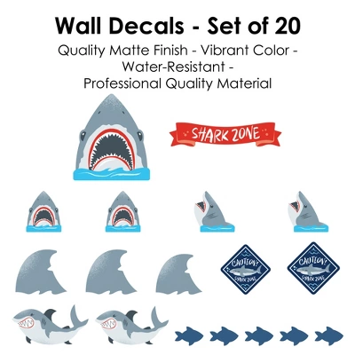 Big Dot Of Happiness Shark Zone - Peel And Stick Kids Room Vinyl Wall Art Stickers - Wall Decals - Set Of 20 - Image 5