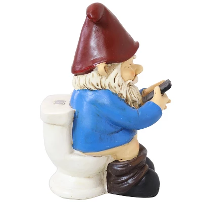 Sunnydaze Decor Sunnydaze Cody The Garden Gnome On The Throne Reading Phone Indoor/Outdoor Lightweight Resin Lawn And Garden Statue - 9.5" H - Image 5