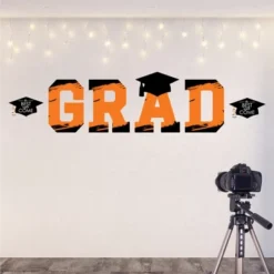 Big Dot Of Happiness Orange Graduation Party Decor - Vinyl Wall Decals - Grad