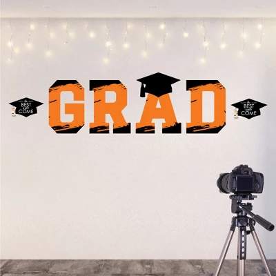 Big Dot Of Happiness Orange Graduation Party Decor - Vinyl Wall Decals - Grad