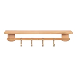 27" X 7" Alta Decorative Wall Shelf With Hooks Natural - Kate & Laurel All Things Decor