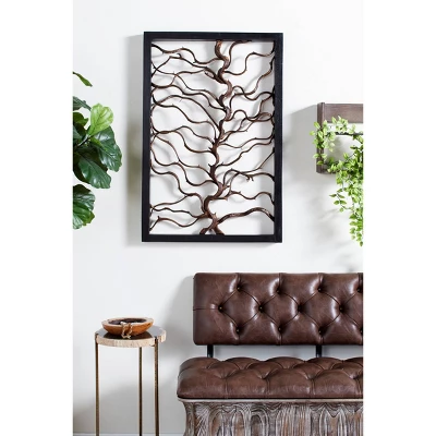 Wood Tree Branch Wall Decor With Black Frame Brown - Olivia & May - Image 6