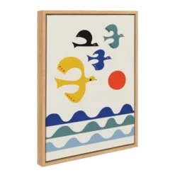 18" X 24" Sylvie Flock Of Birds Framed Canvas Wall Art By Rachel Lee Natural - Kate And Laurel