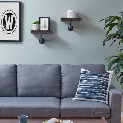 11.7" X 7.6" 2pc Industrial Pipe Wall Shelf Set - Danya B. - Image 2