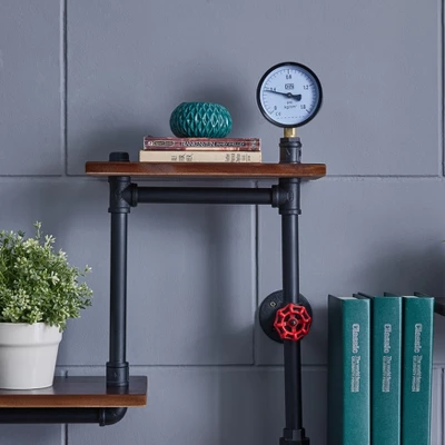 44.5" X 27.6" Tiered Horizontal Industrial Pipe Wall Shelf Brown/Black - Danya B. - Image 7