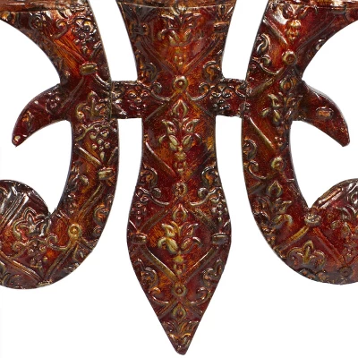 Metal Fleur De Lis Wall Decor With Perforated Details Brown - Olivia & May - Image 7