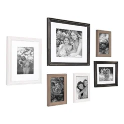 6pc Bordeaux Frame Box Set White/Black/Natural Wood - Kate & Laurel All Things Decor