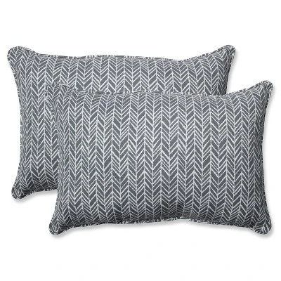 Outdoor/Indoor Herringbone Over-Sized Rectangular Throw Pillow Set Of 2 - Pillow Perfect - Image 9