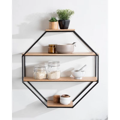 Lintz Octagon Floating Wall Shelves - Kate & Laurel All Things Decor - Image 7