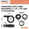 SYLVANIA Universal Bar Mount Bracket Clamp Kit For LED Lights And Accesories, Fits Tubes Measuring 1", 1.5", 1.75" & 2" Inch Diameter