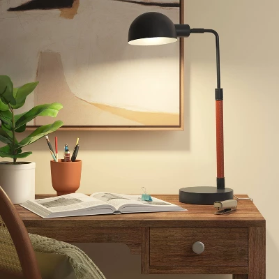 Pharmacy Task Lamp With Faux Leather Wrap Black (Includes LED Light Bulb) - Threshold™ - Image 2