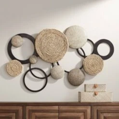 Dahlia Studios Ocala 39 1/2" Wide Metal And Rope Modern Disc Wall Art