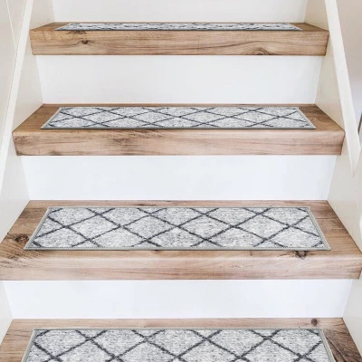 World Rug Gallery Contemporary Trellis Non-Slip Stair Treads - Image 4