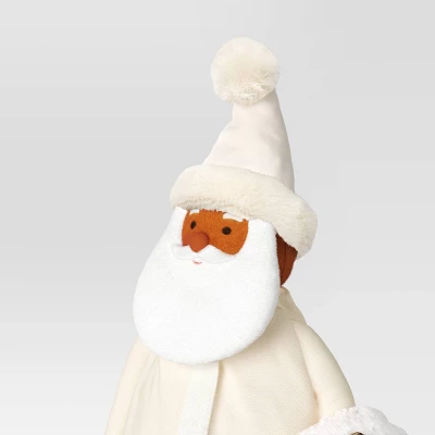 22.5" Fabric Santa Sculpture With Bell Wreath - Wondershop™ White - Image 2