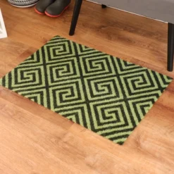 2'x3' ColorStar Greek Grid Door Mat Forest Green - Bungalow Flooring