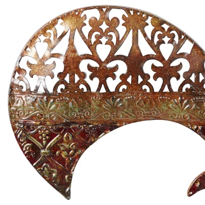 Metal Fleur De Lis Wall Decor With Perforated Details Brown - Olivia & May - Image 5