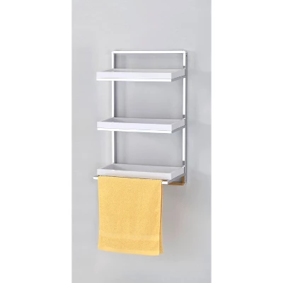 10.5" X 16" 3 Tier Wall Shelving Unit With Towel Rack And Trays Chrome/White - Danya B. - Image 5