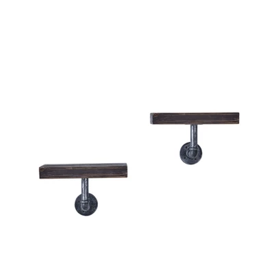 11.7" X 7.6" 2pc Industrial Pipe Wall Shelf Set - Danya B. - Image 5