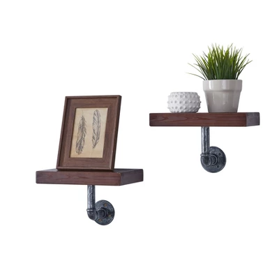 11.7" X 7.6" 2pc Industrial Pipe Wall Shelf Set - Danya B. - Image 8