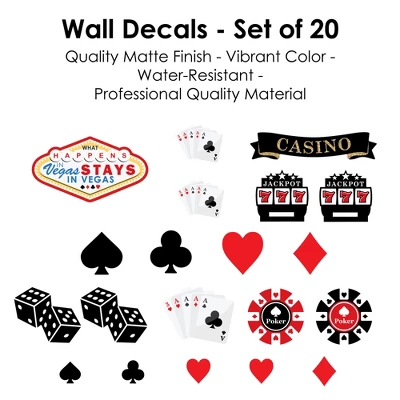 Big Dot Of Happiness Las Vegas - Peel And Stick Casino Party Vinyl Wall Art Stickers - Wall Decals - Set Of 20 - Image 5