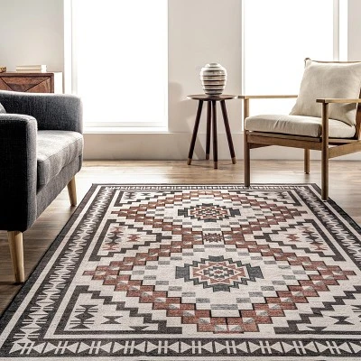 NuLOOM Leighton Machine Washable Southwestern Medallion Area Rug - Image 7