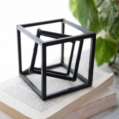 Black Modern Cube Metal Decorative Sculpture - Foreside Home & Garden - Image 2