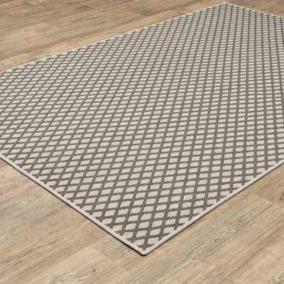 Trinity Casual Diamond Lattice Patio Area Rug Beige/Gray - Captiv8e Designs - Image 2
