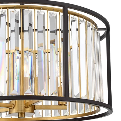Possini Euro Design Milne Bronze Gold Drum Pendant Chandelier 20" Wide Modern Crystal 5-Light Fixture For Dining Room House Kitchen Island Entryway - Image 2