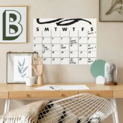 Doodle Dry Erase Calendar Peel And Stick Giant Wall Decal Black - RoomMates