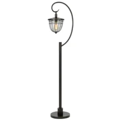 63" Alma Metal And Glass Down Bridge Lantern Style Floor Lamp (Includes Light Bulb) Dark Bronze - Cal Lighting