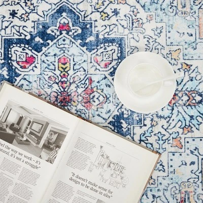 Trinity Washable Vintage Bohemian Floral Print Area Rug - Image 3