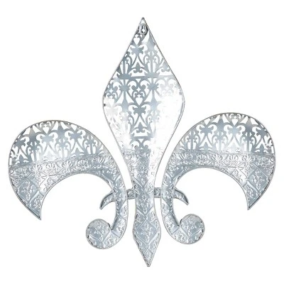 Metal Fleur De Lis Wall Decor With Perforated Details Brown - Olivia & May - Image 10