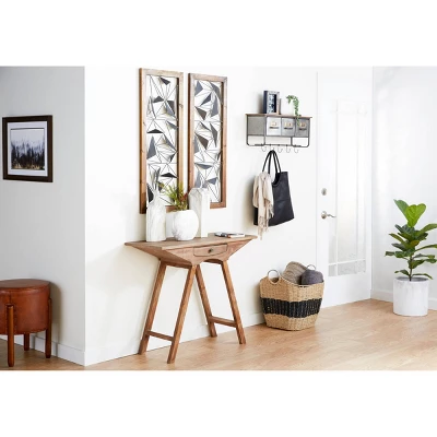 Metal Geometric Wall Decor With Wood Frame Set Of 2 Black - Olivia & May - Image 4