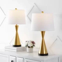 (Set Of 2) 26" Colton Classic French Country Iron LED Table Lamp With USB Charging Port (Includes LED Light Bulb) - JONATHAN Y