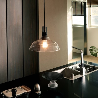 Sutton 1-Light Matte Black Plug-In Or Hardwire Pendant Light With Clear Glass Shade - Globe Electric - Image 4