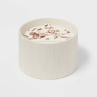 Textured Straight Side Ceramic Warm Cider & Cinnamon Candle White - Threshold™ - Image 5
